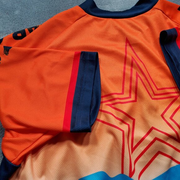 Starlight Active Club Full Zip 3 Pockets Star City Cycling Orange Blue Men Sz L - Picture 10 of 15